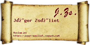 Jéger Zsüliet névjegykártya